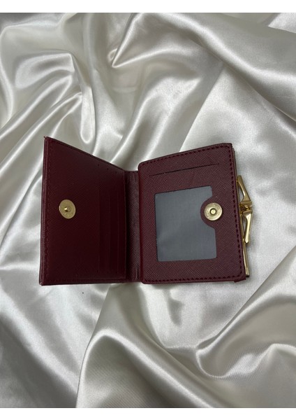 Kadın Bordo Renk Suni Deri Klipsli Cüzdan modelleri