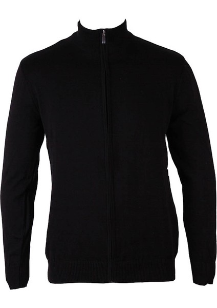 Siyah Erkek Hırka Fermuarlı