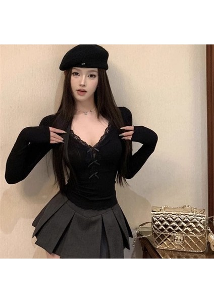 Coquette Üç Kurdeleli Dantelli Lolita Bluz fiyatları