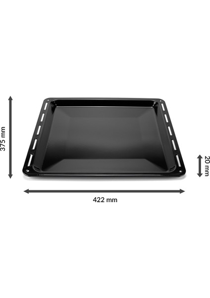 Ankastre Emaye Fırın Tepsisi 42,2x37,5x2CM Bosch Siemens Beko Arçelik Vestel Profilo Uyumlu Siyah Renk