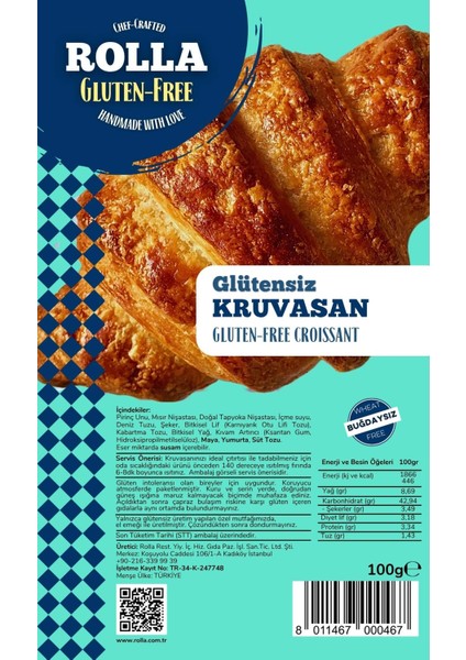 Glutensiz Kruvasan ( 2 Adet x 100GR ) ( Koruyucusuz ) Rolla Gluten Free fırsatları