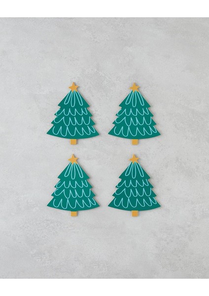 Jinglewood Ahşap 4'lü Bardak Altlığı 12X14 cm Renkli (13.11.2025)