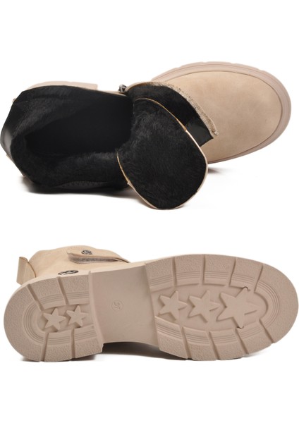 Bej Nubuk Kürklü Kaymaz Soğuğa Dirençli Kadın Bot PC-55336 Z indirimleri