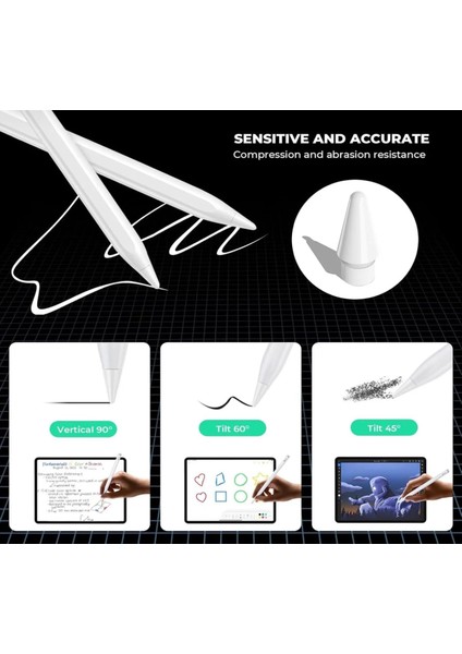 iPad Kalem Yedek Uçları Apple Pencil 2./1. Nesil Pro/usb-C Pro/mini/air 6 Yedek Uç ve Çantası