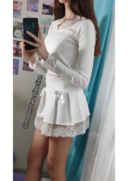 Coquette Dantel Kurdeleli 2000S Pileli Etek modelleri