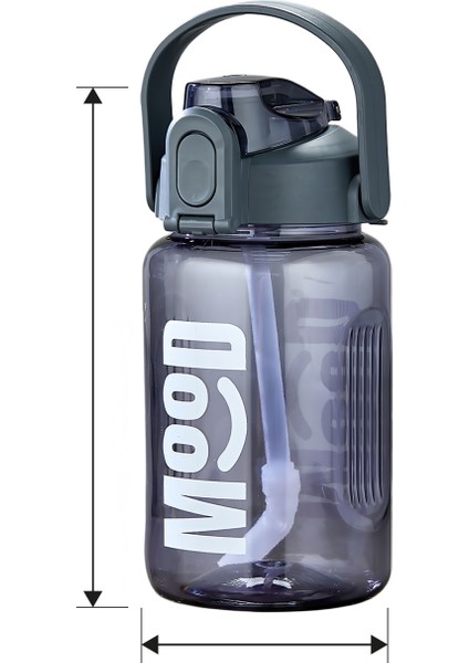 Spor Matarası Suluk - 1000 ml Pipetli , Kilitli Kapak, Su Sızdırmaz Tasarım - Gri