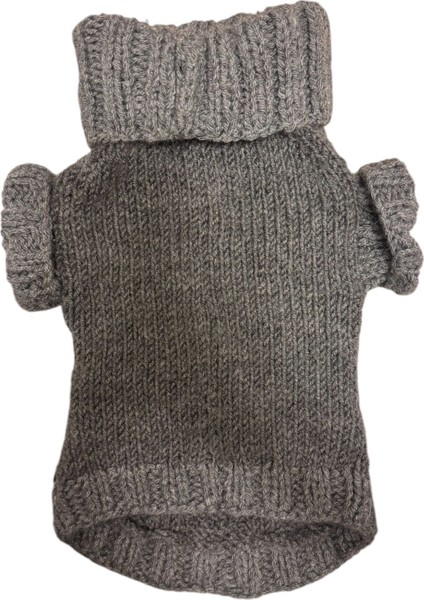 El Örgüsü Lüks Boğazlı Köpek Kazağı - Kışa Özel Kablo Örgü Sıcaklığı (Kül Grisi)