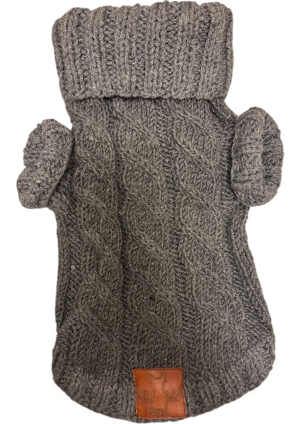 El Örgüsü Lüks Boğazlı Köpek Kazağı - Kışa Özel Kablo Örgü Sıcaklığı (Kül Grisi) fiyatları