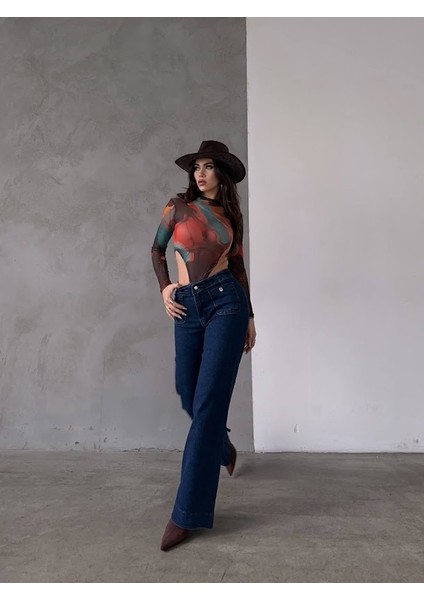 Ön Cep Detaylı Likralı Jean Pantolon