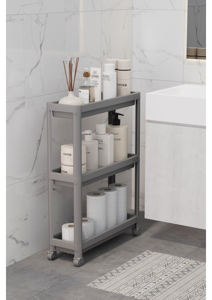 Tekerlekli Dikdörtgen 3 Katlı Raf Ünitesi – Banyo & Mutfak Düzenleyici Organizer fiyatları
