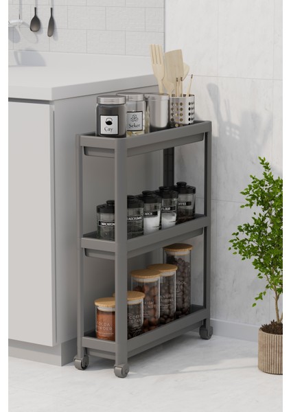 Tekerlekli Dikdörtgen 3 Katlı Raf Ünitesi – Banyo & Mutfak Düzenleyici Organizer modelleri