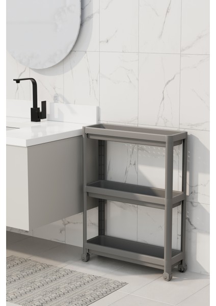 Tekerlekli Dikdörtgen 3 Katlı Raf Ünitesi – Banyo & Mutfak Düzenleyici Organizer fırsatları
