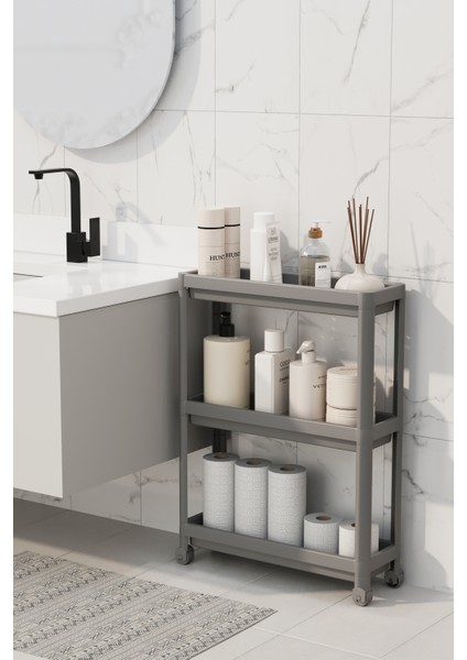 Tekerlekli Dikdörtgen 3 Katlı Raf Ünitesi – Banyo & Mutfak Düzenleyici Organizer indirimleri