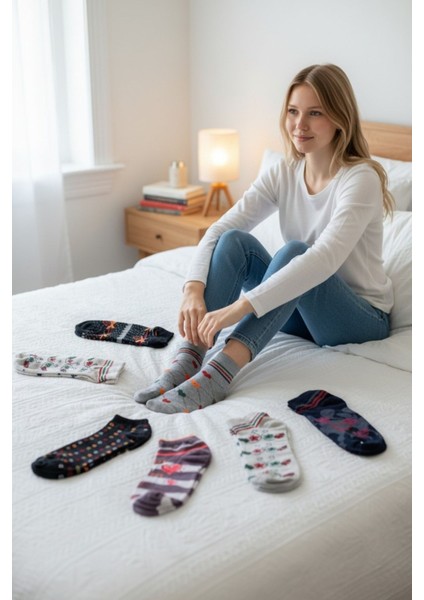6 Çift Kadın Günlük Çorap 6'lı Desenli Çorap modelleri