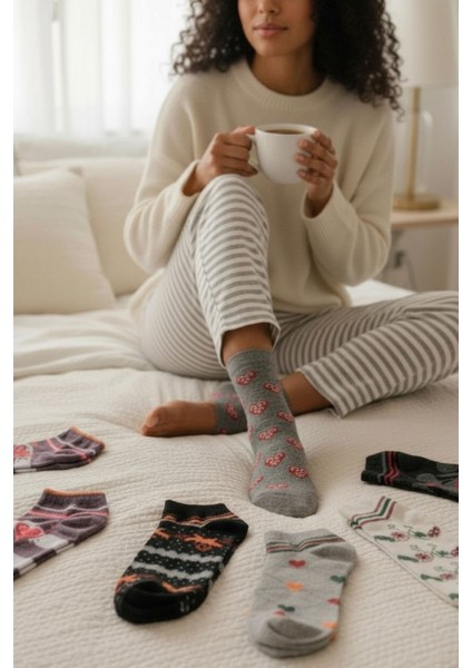 6 Çift Kadın Günlük Çorap 6'lı Desenli Çorap fırsatları