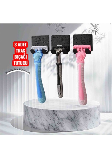 Tıraş Bıçağı Tutucu Banyo Düzenleyici Mini Askı 3 Adet