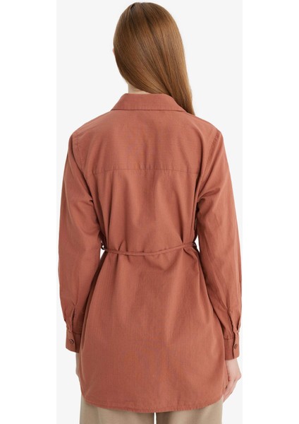 Regular Fit Poplin Basic Düz Uzun Kollu Gömlek Tunik D4160AX24AU
