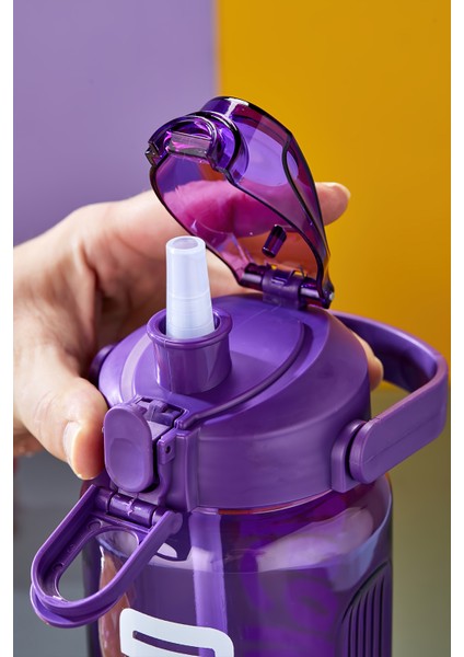 Spor Matarası Suluk - 1000 ml Pipetli , Kilitli Kapak, Su Sızdırmaz Tasarım - Mor