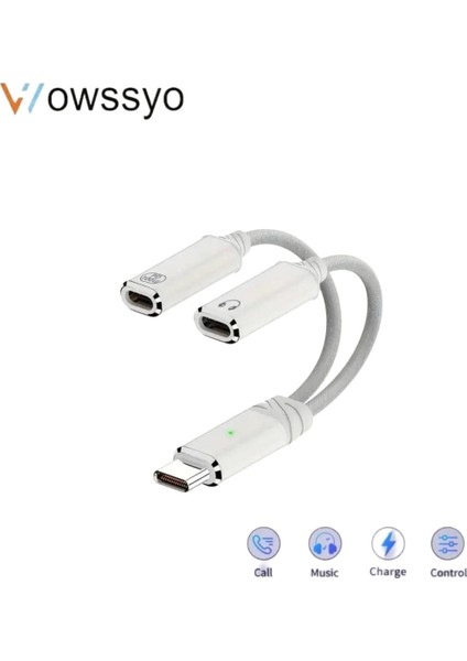 2'si 1 Arada Type-C To Type-C+100W Şarj ve Kulaklık Çevirici Adaptör Hi-Fi Ses Teknolojisi Ce Lisanslı Sertifikalı Örgülü Sağlam Orjinal