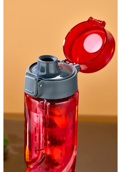 800 ml Detoks Su Matarası Suluk – Pipetli , Bpa’sız, Kilitli ve Sızdırmaz Kapak - Kırmızı