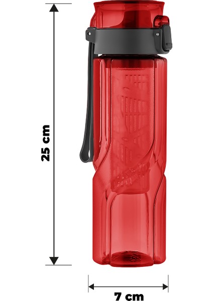800 ml Detoks Su Matarası Suluk – Pipetli , Bpa’sız, Kilitli ve Sızdırmaz Kapak - Kırmızı