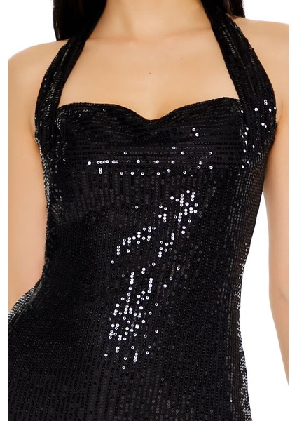 Payetli Halter Yaka Mini Elbise modelleri