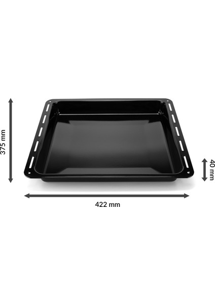 Ankastre Emaye Fırın Tepsisi 42,2x37,5x4CM Bosch Siemens Beko Arçelik Vestel Profilo Uyumlu Siyah Renk