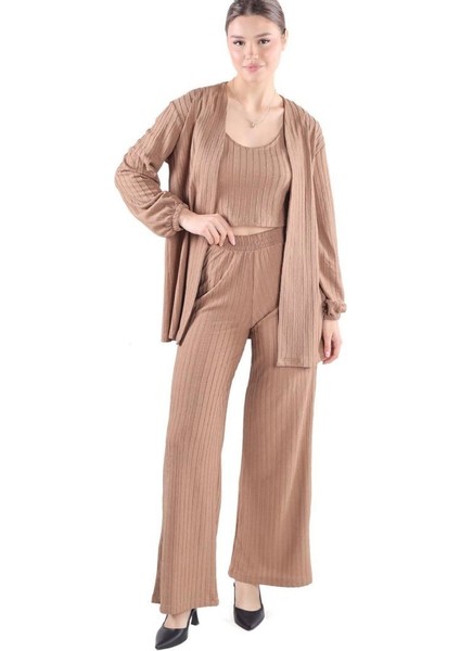 Kimono Pantolon Bluz 3 Lü Takım Vizon