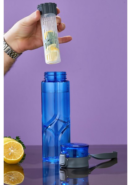 800 ml Detoks Su Matarası Suluk – Pipetli , Bpa’sız, Kilitli ve Sızdırmaz Kapak - Mavi modelleri