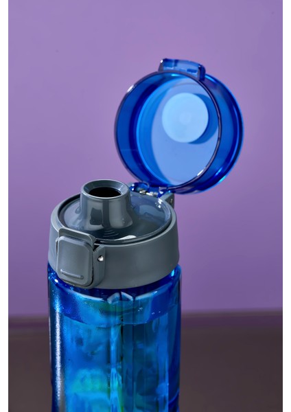 800 ml Detoks Su Matarası Suluk – Pipetli , Bpa’sız, Kilitli ve Sızdırmaz Kapak - Mavi