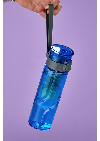 800 ml Detoks Su Matarası Suluk – Pipetli , Bpa’sız, Kilitli ve Sızdırmaz Kapak - Mavi