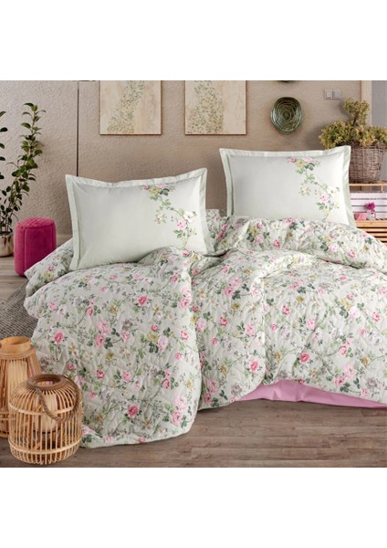 Ranforce %100 Pamuk Çift Kişilik Dört Mevsim Set Elara V1 Adaçayı Rengi