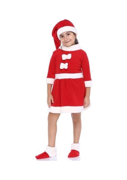 Kız Çocuk Kırmızı Noel Yılbaşı Kostümü modelleri