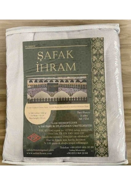 Şafak Ihram Lüx 1000 gr Hac ve Umre Kıyafeti Cotton Ihram 110X220 fiyatları