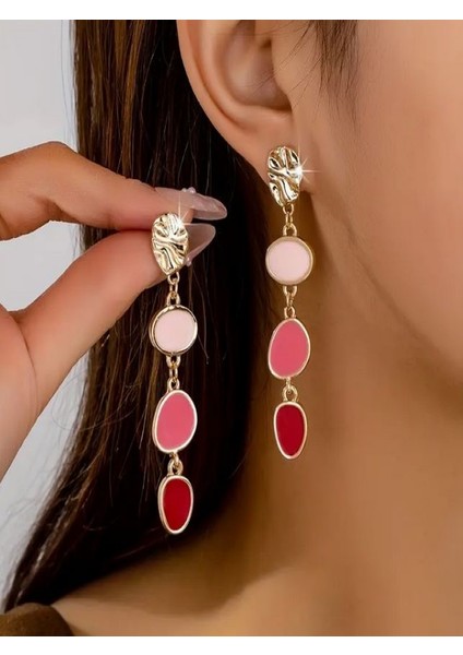 Şık Sallantılı Oval Küpe