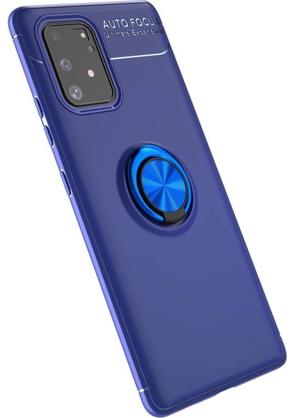 Buğz Samsung Galaxy A91 / S10 Lite Kılıf Range Yüzüklü Silikon - Mavi