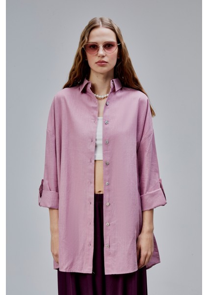 Kadın Apoletli Katlamalı Uzun Kol Oversize Gömlek fiyatları