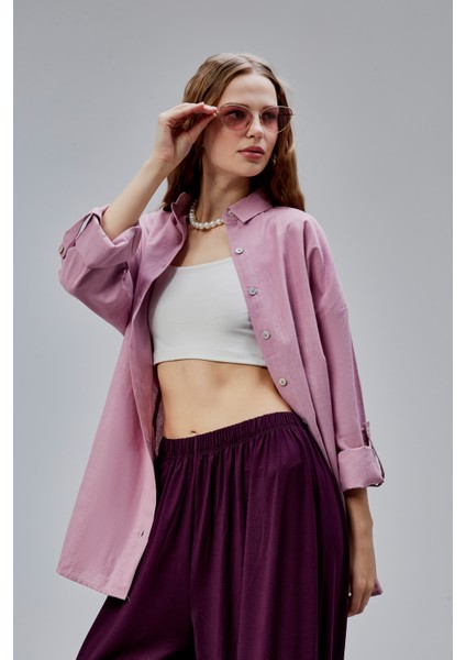 Kadın Apoletli Katlamalı Uzun Kol Oversize Gömlek modelleri