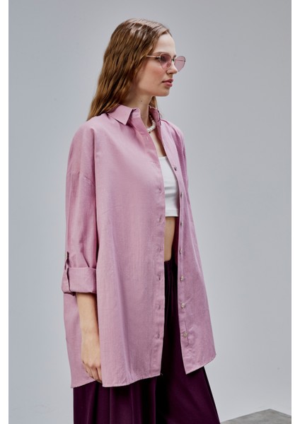 Kadın Apoletli Katlamalı Uzun Kol Oversize Gömlek fırsatları