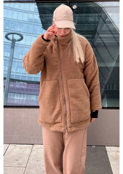 Bej Oversize Fermuarlı Polar Kadın Mont MG2607 fiyatları