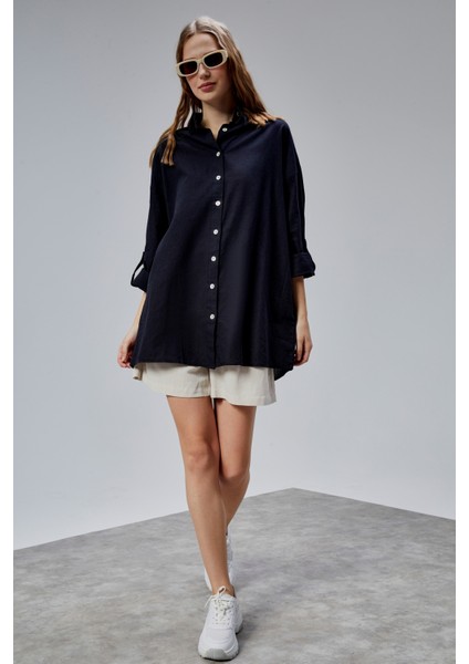 Kadın Apoletli Katlamalı Uzun Kol Oversize Gömlek fırsatları