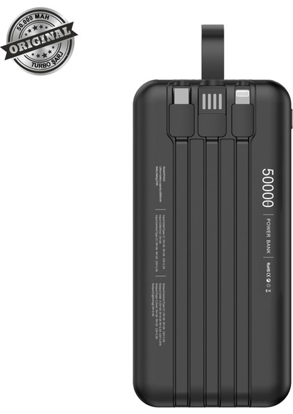 50000 Mah 22.5W Süper Hızlı Şarj Power Bank - Dijital Ekranlı modelleri