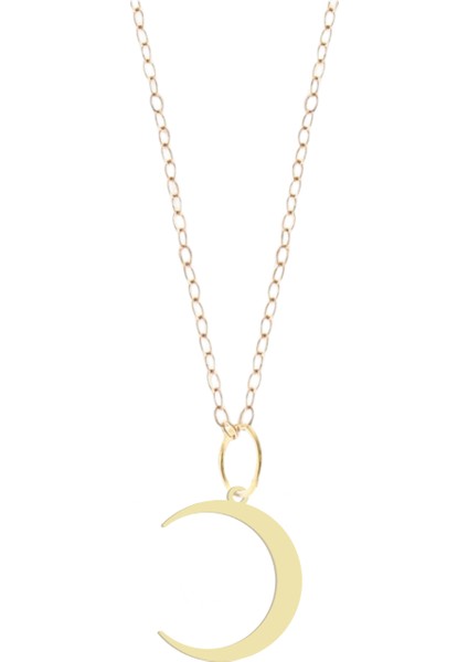 14 Ayar Altın Plakalı Ay Figürlü Özel Günler Için Hediyelik Altın KOLYE-830