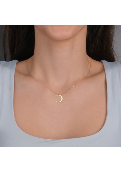 14 Ayar Altın Plakalı Ay Figürlü Özel Günler Için Hediyelik Altın KOLYE-830 fiyatları