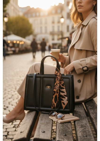 Kadın Siyah Fular Detaylı El-Omuz Çanta Şık ve Modern Tasarım fiyatları