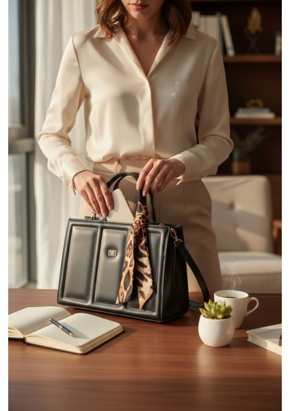 Kadın Siyah Fular Detaylı El-Omuz Çanta Şık ve Modern Tasarım modelleri