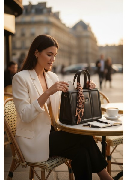 Kadın Siyah Fular Detaylı El-Omuz Çanta Şık ve Modern Tasarım fırsatları