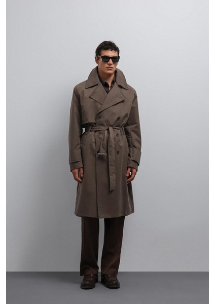 Açık Kahve Relax Fit Erkek Trençkot fiyatları