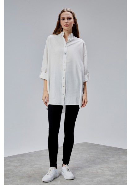 Kadın Apoletli Katlamalı Uzun Kol Oversize Gömlek fırsatları