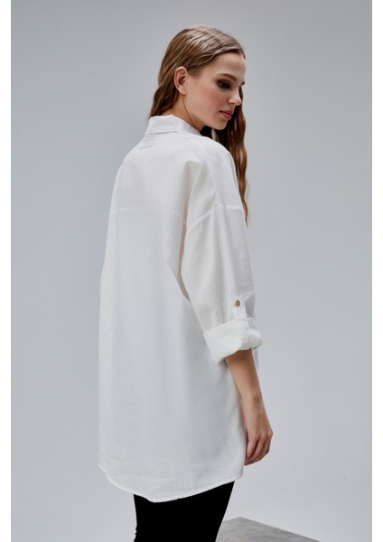 Kadın Apoletli Katlamalı Uzun Kol Oversize Gömlek indirimleri